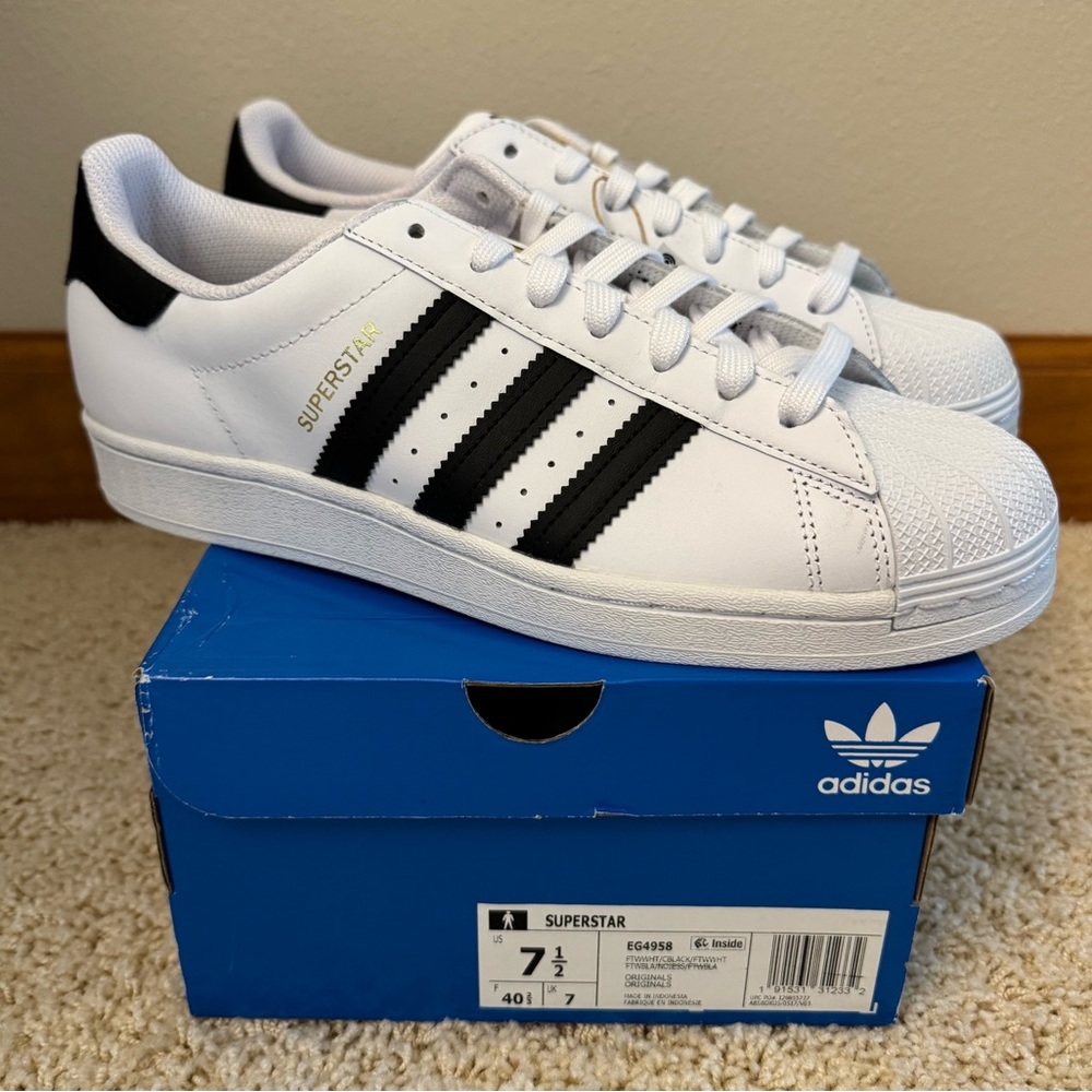 Men’s Adidas Superstar White with Black Stripes